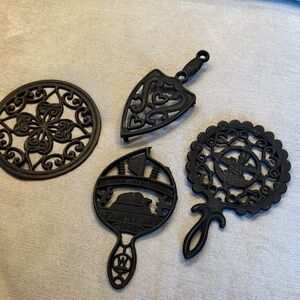 Vintage Black Cast Iron Trivet Collection